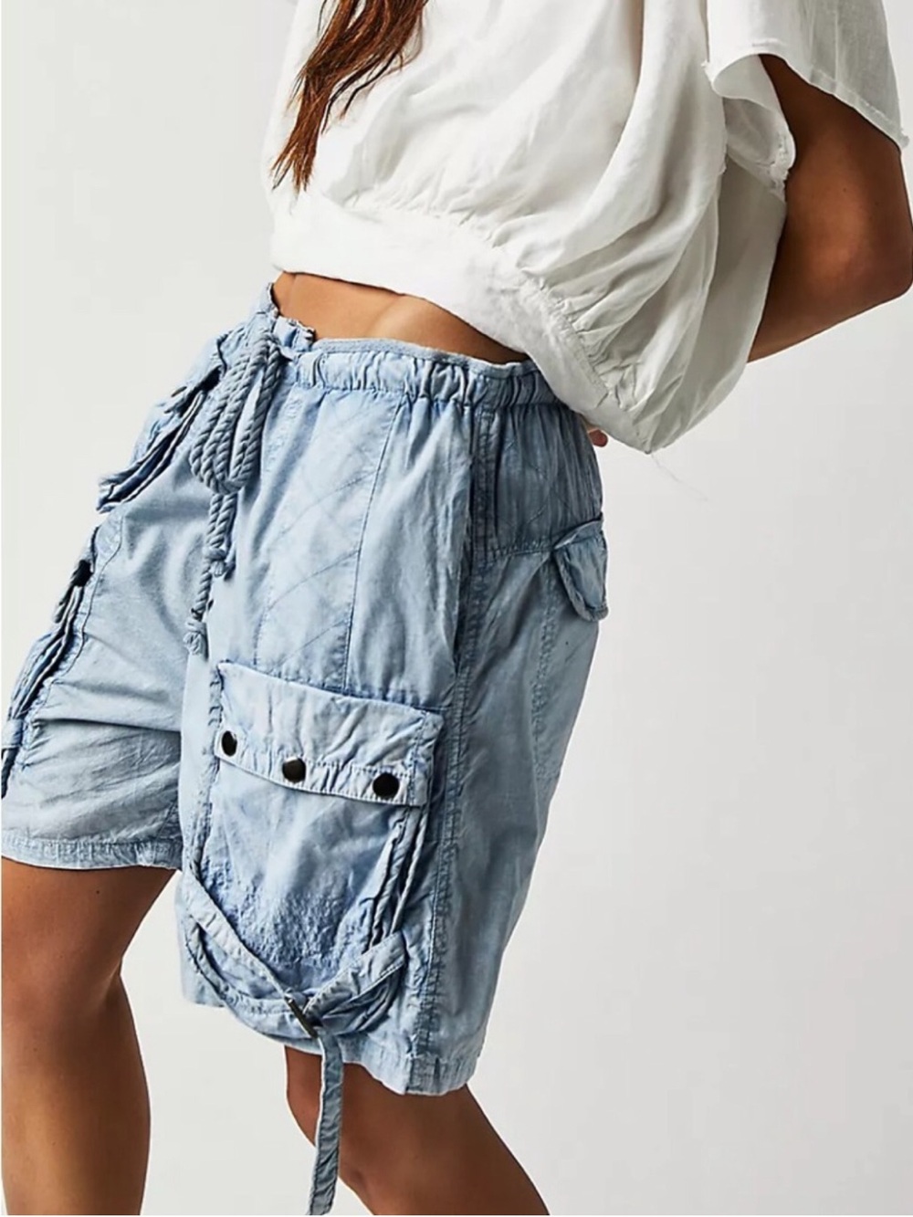 Free People Light Blue Cargo Parachute Shorts in Size XS - Picture 4 of 4